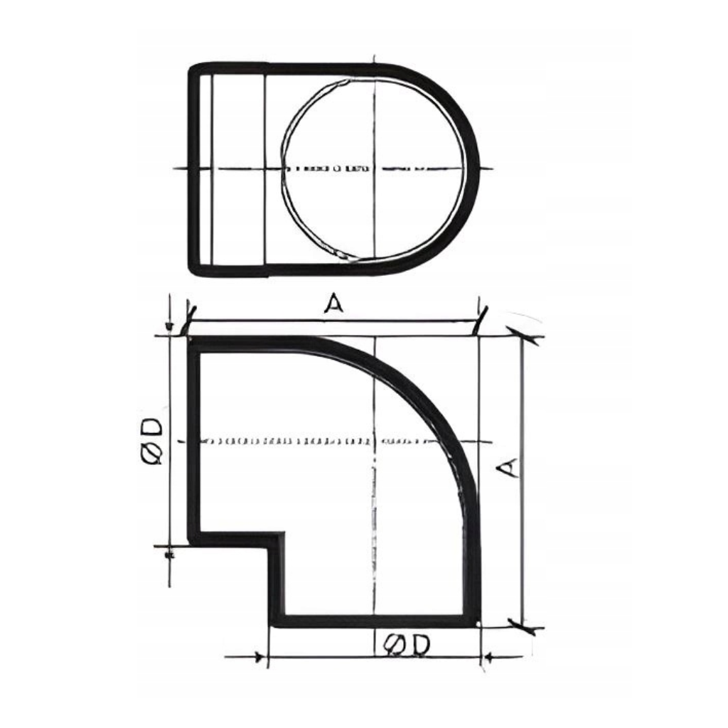 Kolano wentylacyjne kanału okrągłe 90 stopni fi 100mm