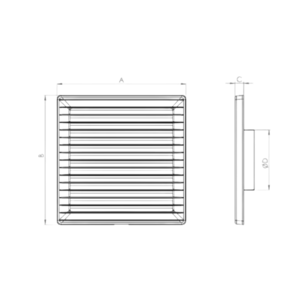 Kratka wentylacyjna 170 x 170mm z siatką fi100 biała airRoxy tech