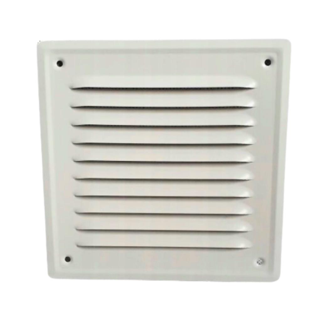 Kratka wentylacyjna metalowa z siatką 140x140mm skośna biała