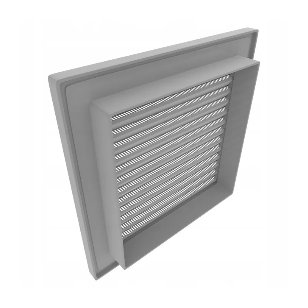 Kratka wentylacyjna 170x170mm z siatką kanałem 140x140mm szara