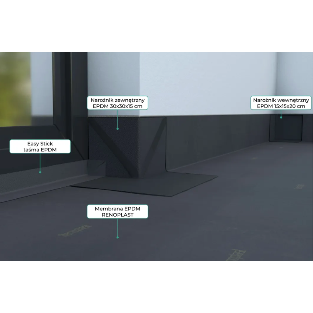 Narożnik zewnętrzny EPDM 30x30x15cm 1,2mm Renoplast