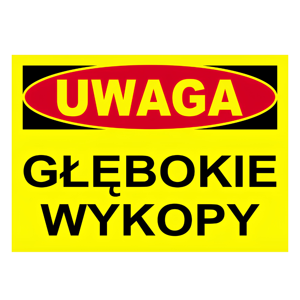 znak głębokie wykopy 25x35cm