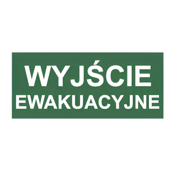 znak wyjscie ewakuacyjne 20x40cm