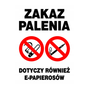 znak zakaz palenia 25x35cm