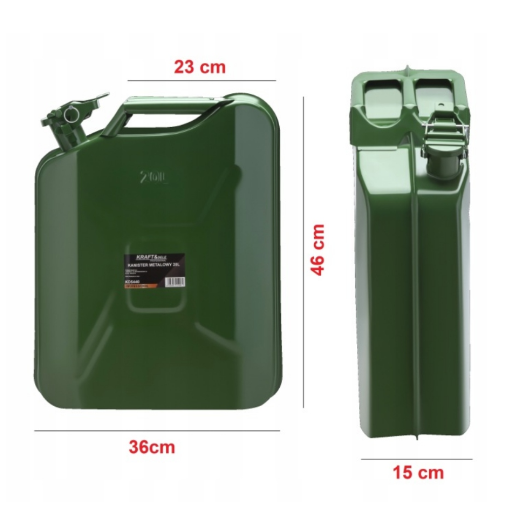 Kanister metalowy do paliwa +lejek 20L KD5440 KRAFT&DELE