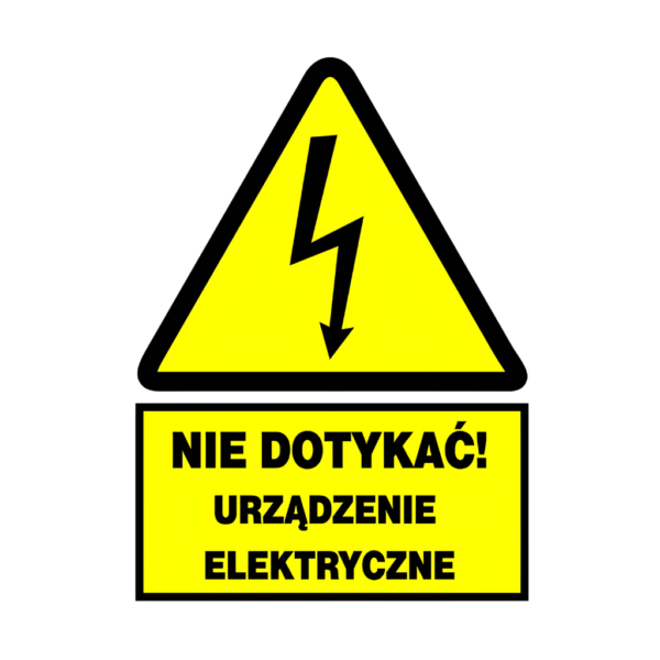 Znak ostrzegawczy NIE DOTYKAĆ URZĄDZ. ELEKTRYCZNYCH ZEOA-1