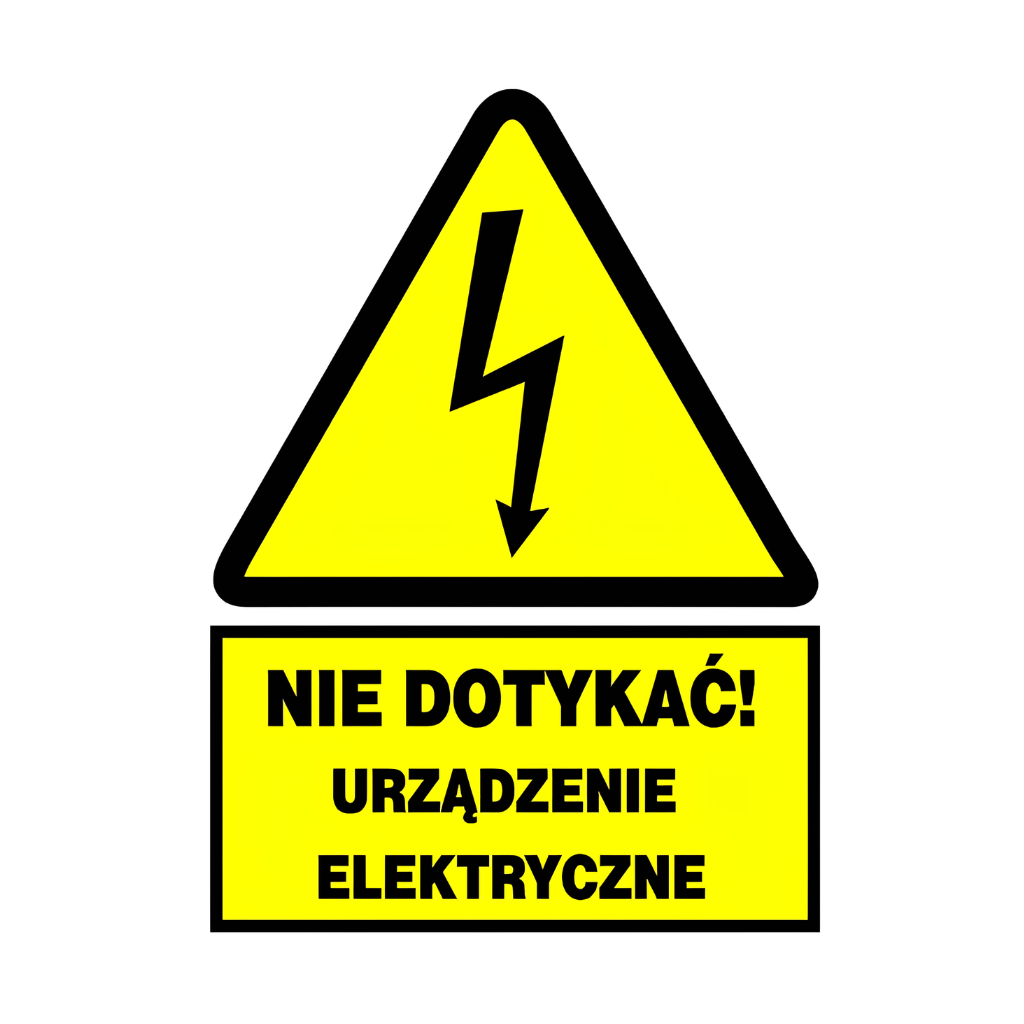 Znak ostrzegawczy NIE DOTYKAĆ URZĄDZEŃ ELEKTRYCZNYCH ZEO/A-1