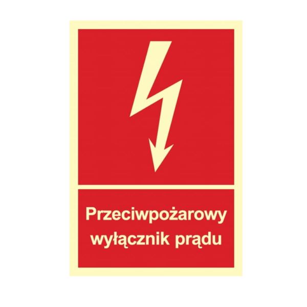Znak PPOŻ WYŁĄCZNIK PRĄDU 15x20 ZP-19ISO