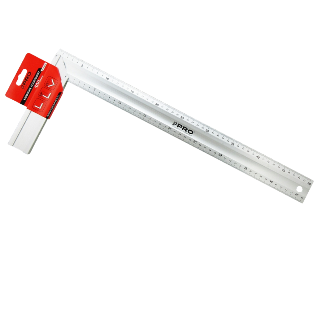 Kątownik aluminiowy stolarski uniwersalny 500 mm 90 i 45 stopni - PRO
