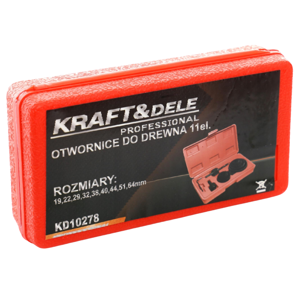 Otwornice koronkowe do drewna, g-k w walizce 19-64 mm Kraft&Dele KD10278-4