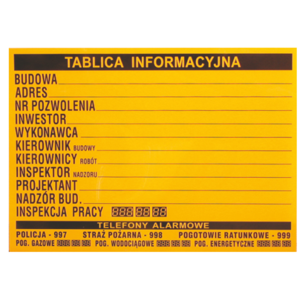 Tablica budowlana informacyjna 70 x 90 HERMES